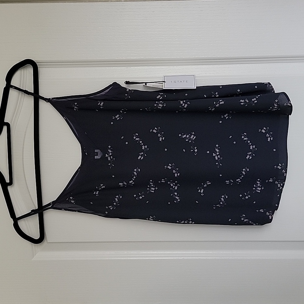 NWT 1. State V Neck Cami with Chiffon Insert